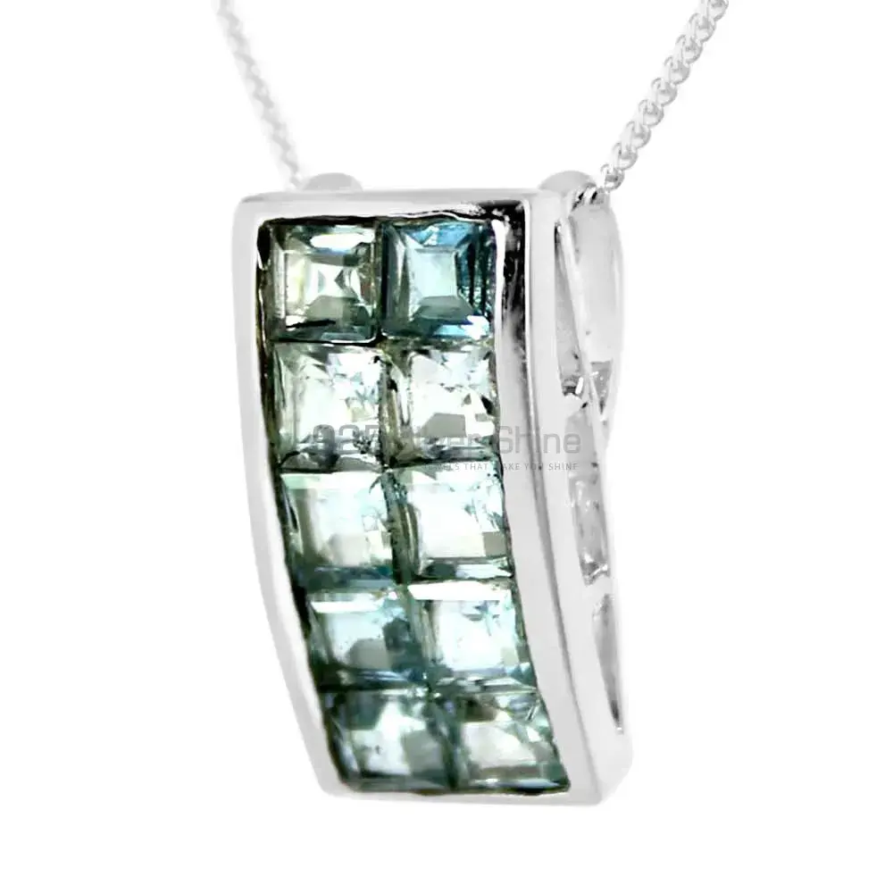 925 Sterling Silver Handmade Pendants In Blue Topaz Gemstone Jewelry 925SP245-5_0