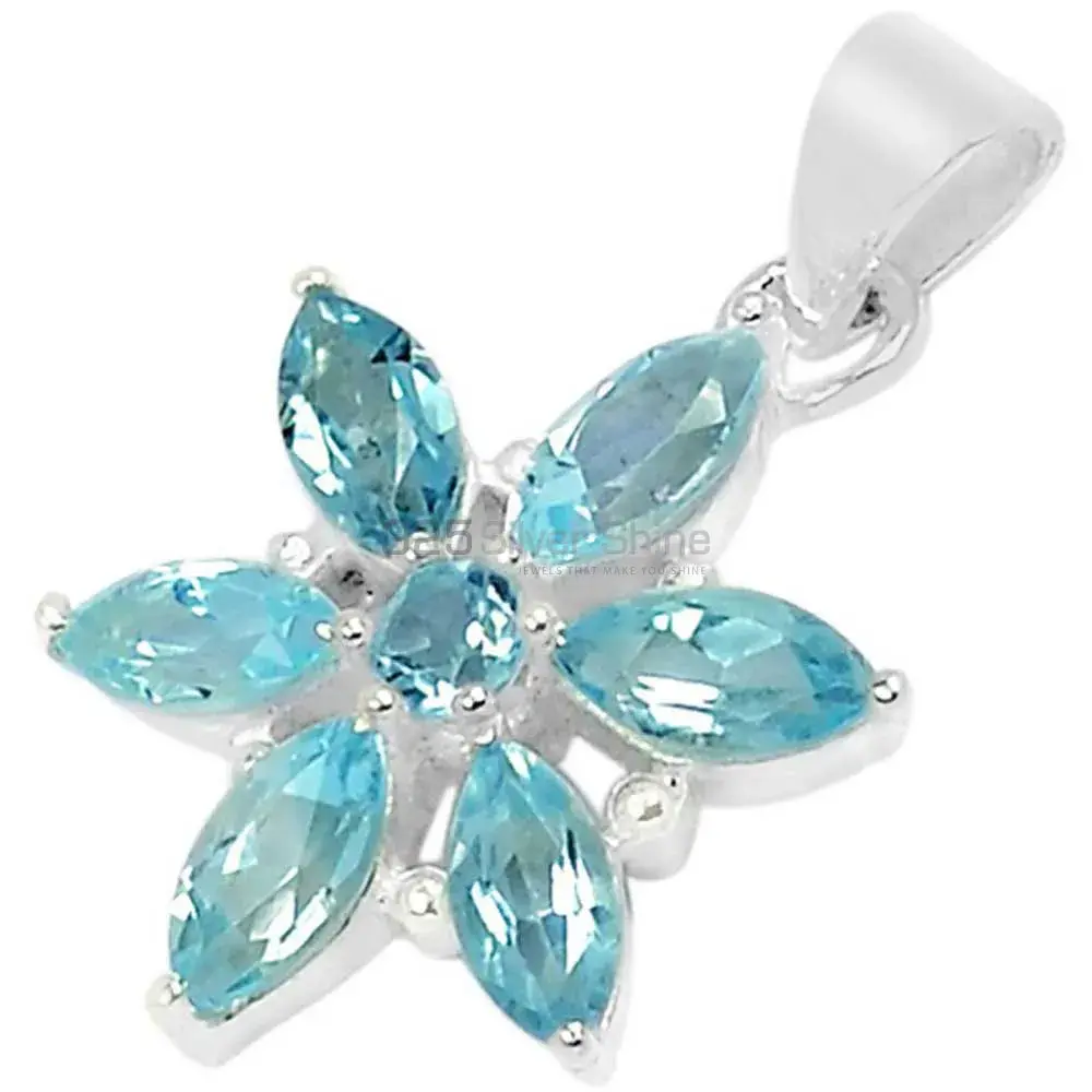 925 Sterling Silver Handmade Pendants In Blue Topaz Gemstone Jewelry 925SSP312-7_0