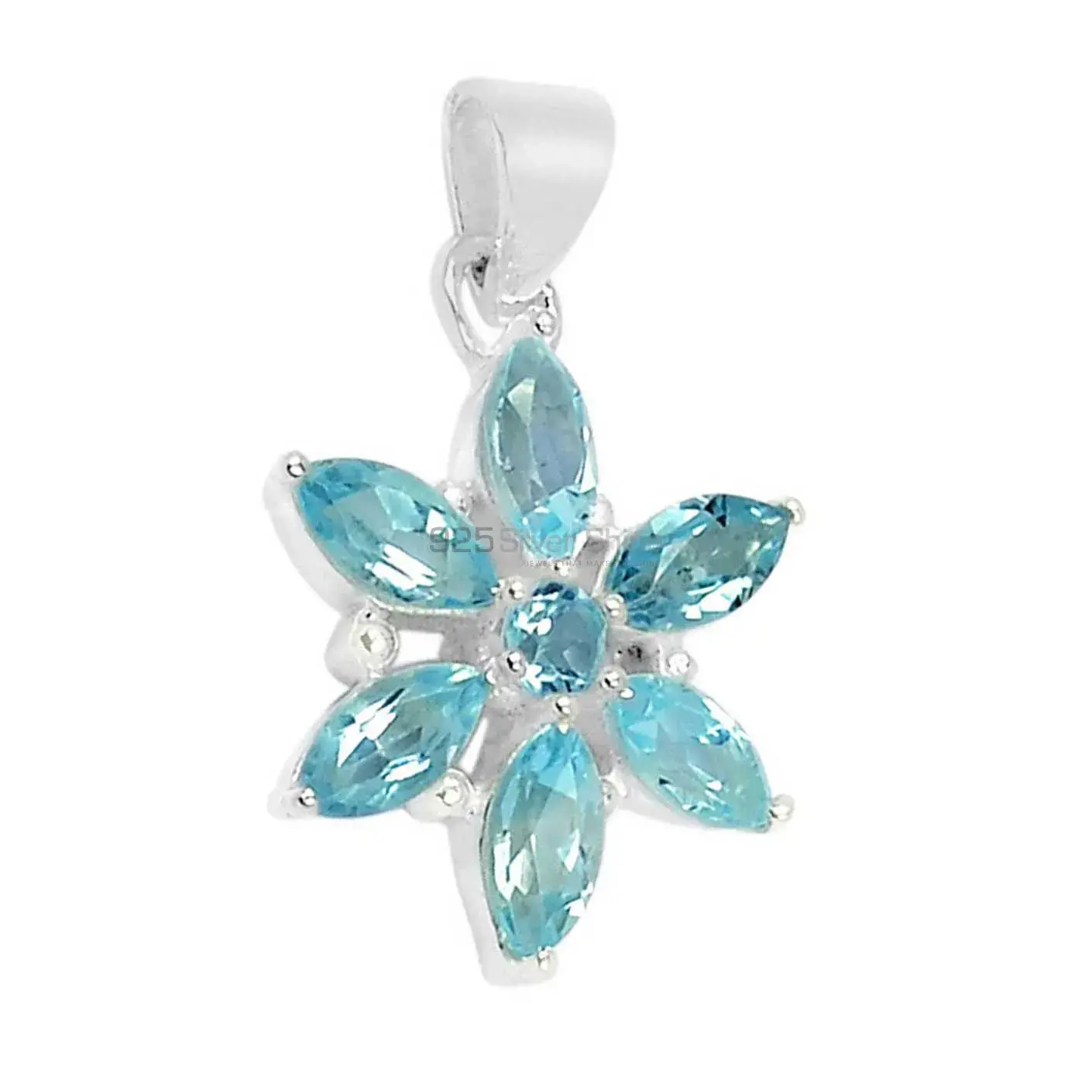 925 Sterling Silver Handmade Pendants In Blue Topaz Gemstone Jewelry 925SSP312-7_1