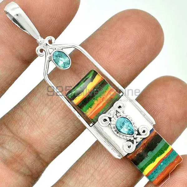 925 Sterling Silver Handmade Pendants In Multi Gemstone Jewelry 925SP61-1_1