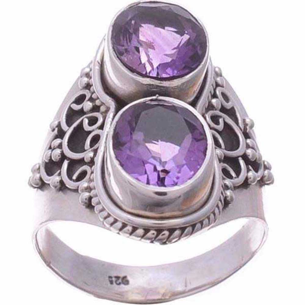 925 Sterling Silver Handmade Rings In Amethyst Gemstone Jewelry 925SR967_0