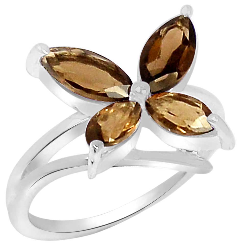 925 Sterling Silver Handmade Rings In Smoky Quartz Gemstone Jewelry 925SR888_0