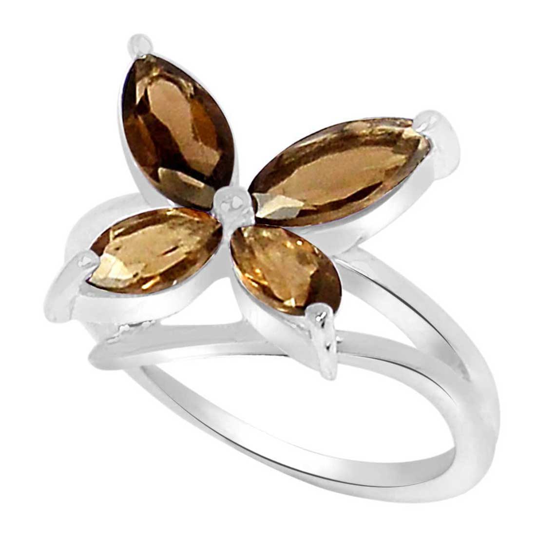 925 Sterling Silver Handmade Rings In Smoky Quartz Gemstone Jewelry 925SR888_1