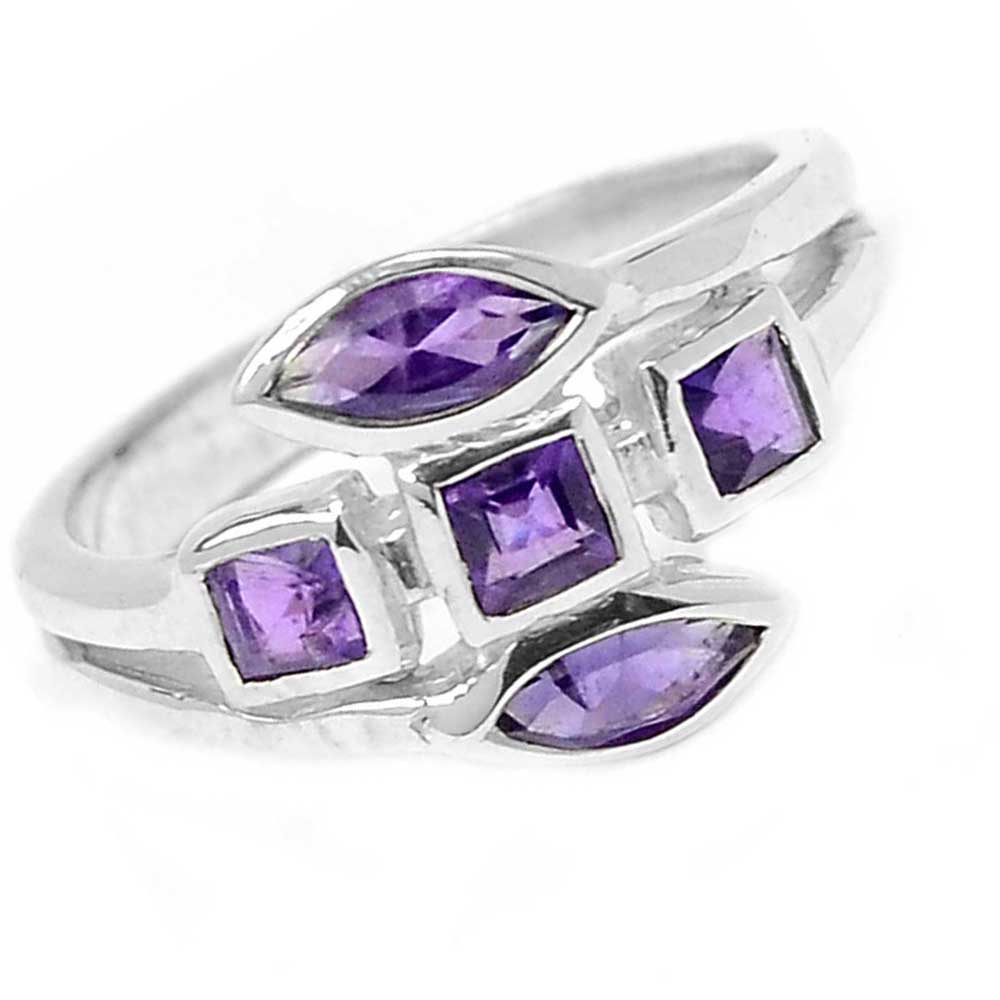 925 Sterling Silver Handmade Rings In Amethyst Gemstone Jewelry 925SR886_1