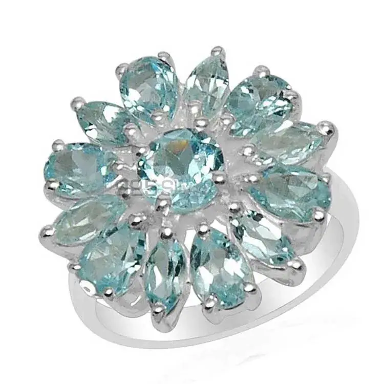925 Sterling Silver Handmade Rings In Blue Topaz Gemstone Jewelry 925SR1569_1