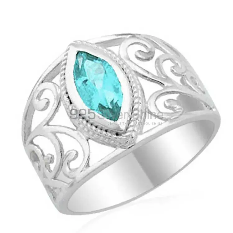 925 Sterling Silver Handmade Rings In Blue Topaz Gemstone Jewelry 925SR1806_1