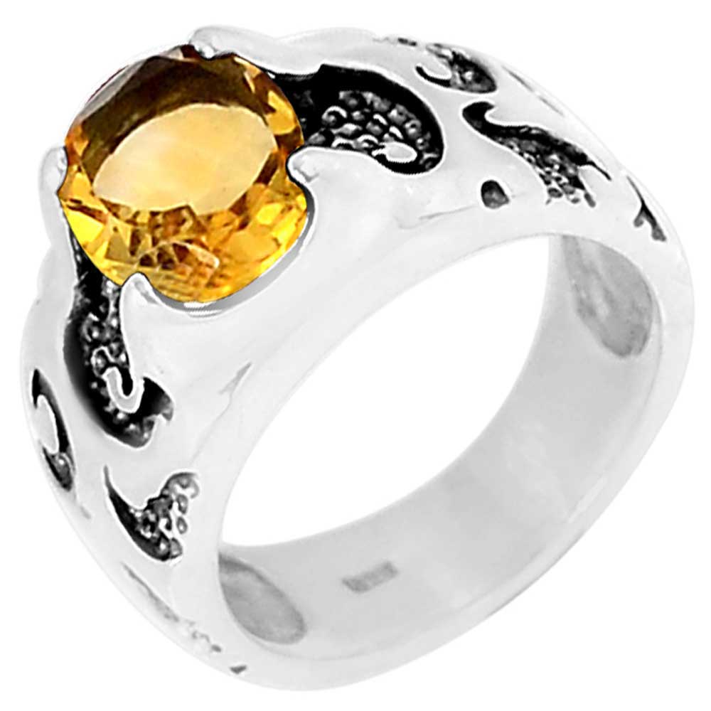 925 Sterling Silver Handmade Rings In Citrine Gemstone Jewelry 925SR965