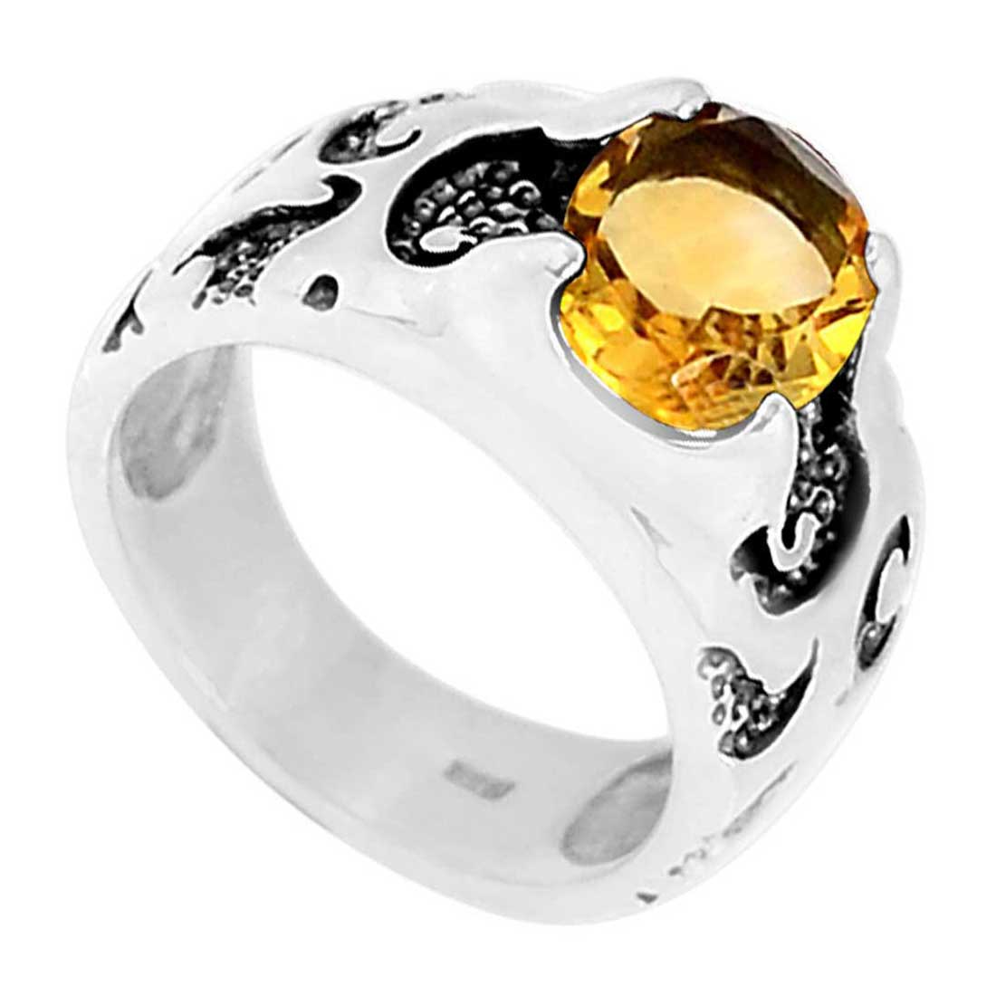 925 Sterling Silver Handmade Rings In Citrine Gemstone Jewelry 925SR965_0