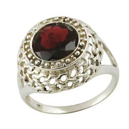Sterling Silver Garnet Gemstone Engagement Rings 925SR3556_1