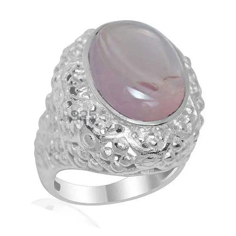 925 Sterling Silver Handmade Rings In Rose Quartz Gemstone Jewelry 925SR1952_1
