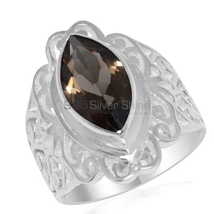 925 Sterling Silver Handmade Rings In Smoky Quartz Gemstone Jewelry 925SR1648_1
