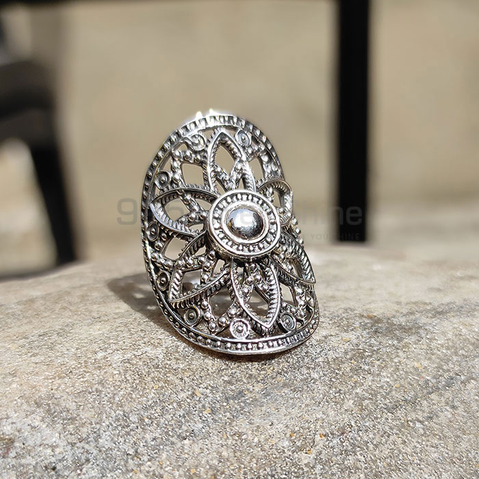 D133, Gothic Ring, Natural, Simulated or CZ Gemstones, Dragon Filigree –  Silver Embrace