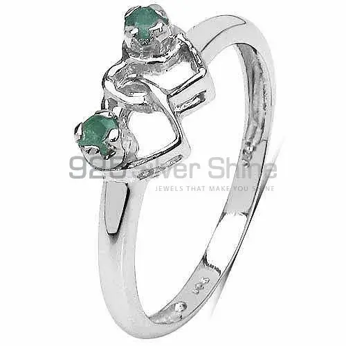 925 Sterling Silver Rings In Genuine Dyed Emerald Gemstone 925SR3124_1