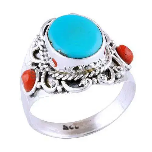 925 Sterling Silver Rings In Natural Turquoise, Coral Gemstone 925SR2964_1