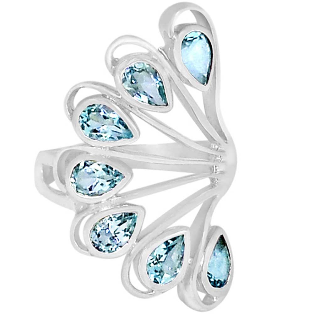 925 Sterling Silver Rings In Semi Precious Blue Topaz Gemstone 925SR915_0