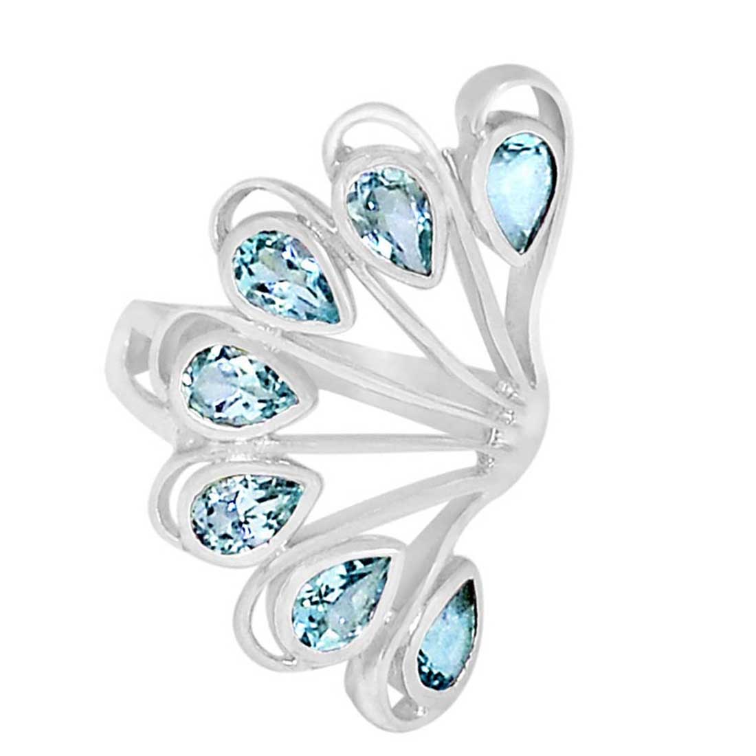 925 Sterling Silver Rings In Semi Precious Blue Topaz Gemstone 925SR915_1