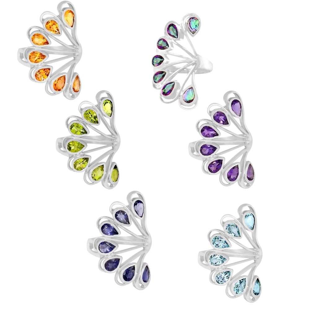 925 Sterling Silver Rings In Semi Precious Blue Topaz Gemstone 925SR915_2