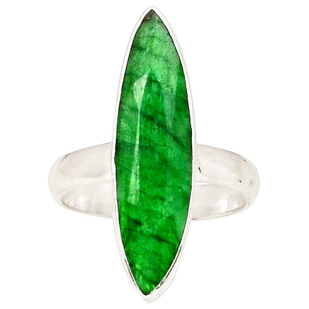 925 Sterling Silver Rings In Semi Precious Dyed Emerald Gemstone 925SR994_0