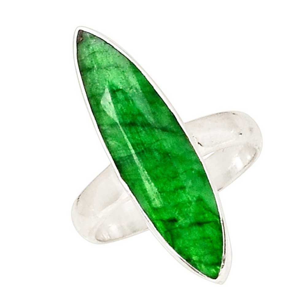 925 Sterling Silver Rings In Semi Precious Dyed Emerald Gemstone 925SR994_1