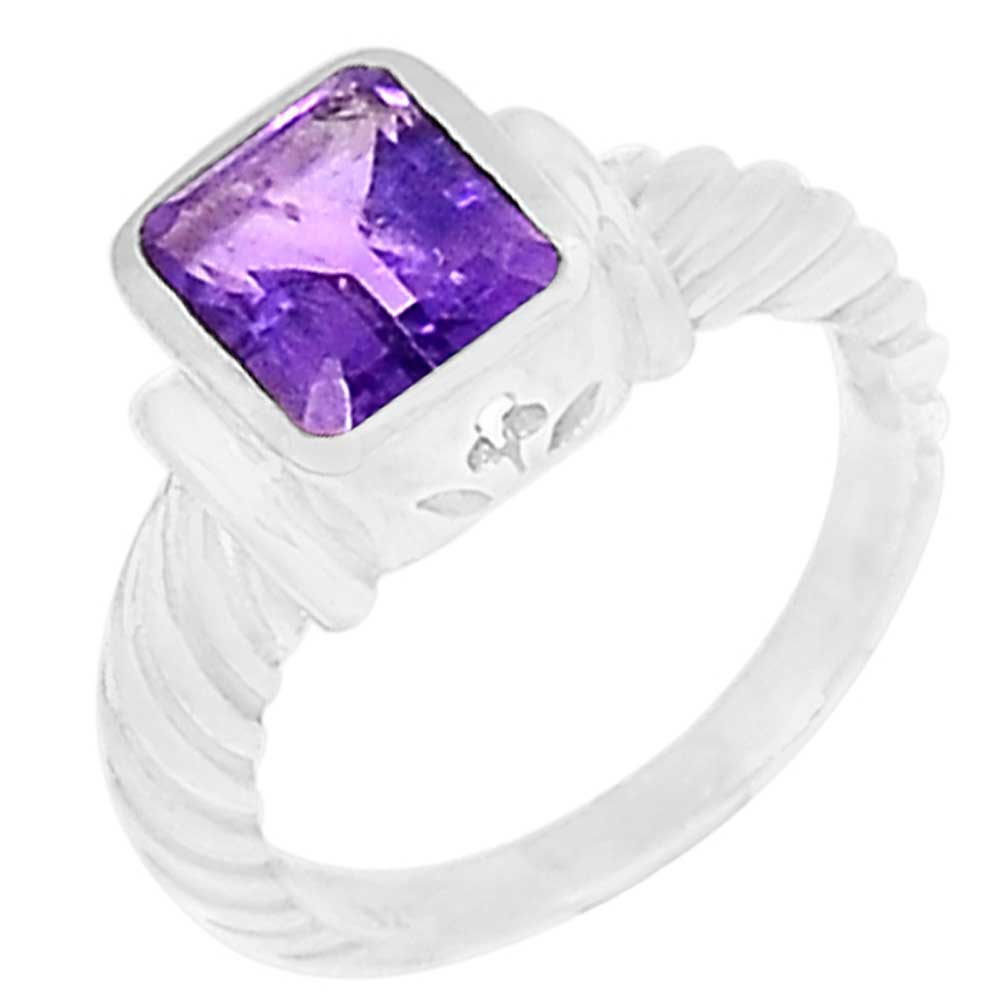 925 Sterling Silver Rings In Genuine Amethyst Gemstone 925SR946_0