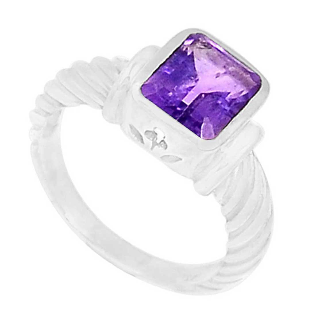 925 Sterling Silver Rings In Genuine Amethyst Gemstone 925SR946_1