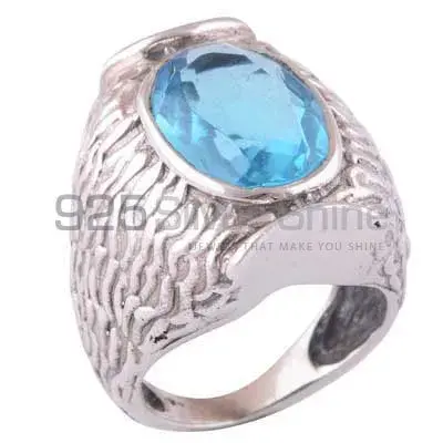 925 Sterling Silver Rings In Genuine Blue Topaz Gemstone 925SR3537_0