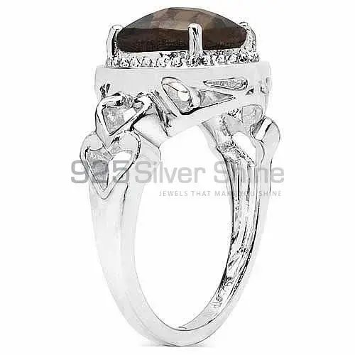 925 Sterling Silver Rings In Genuine Smoky Quartz Gemstone 925SR3379_1