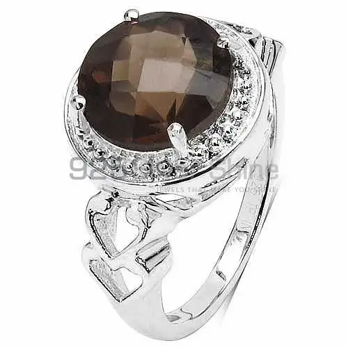 925 Sterling Silver Rings In Genuine Smoky Quartz Gemstone 925SR3379_2