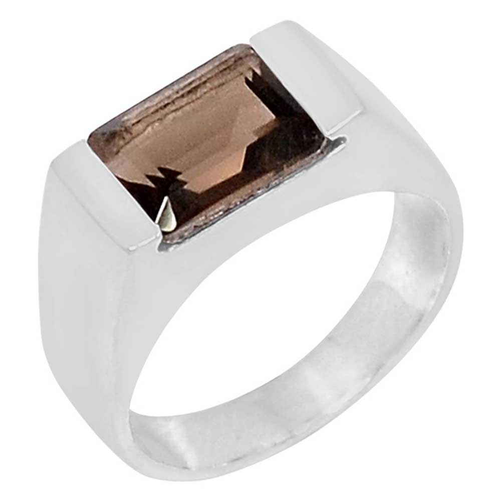 925 Sterling Silver Rings In Natural Smoky Quartz Gemstone 925SR944_0