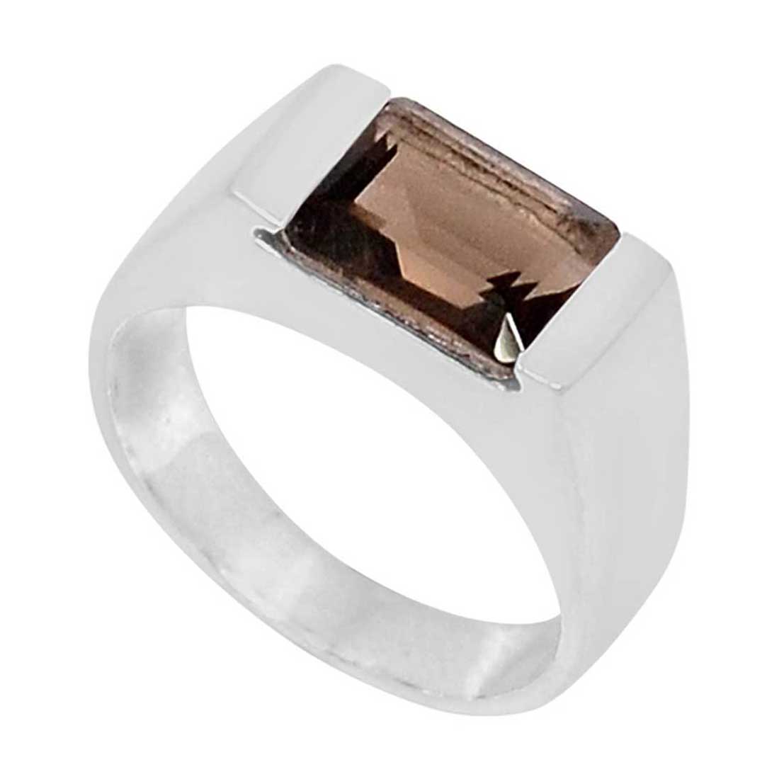 925 Sterling Silver Rings In Natural Smoky Quartz Gemstone 925SR944_1