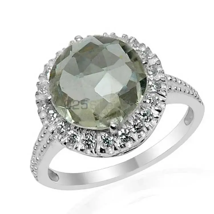 Green Amethyst Gemstone Sterling Silver Rings 925SR1549_1