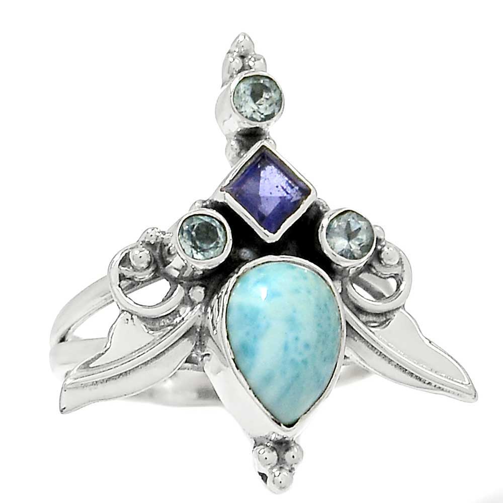 925 Sterling Silver Rings In Semi Precious Multi Gemstone 925SR1024_0