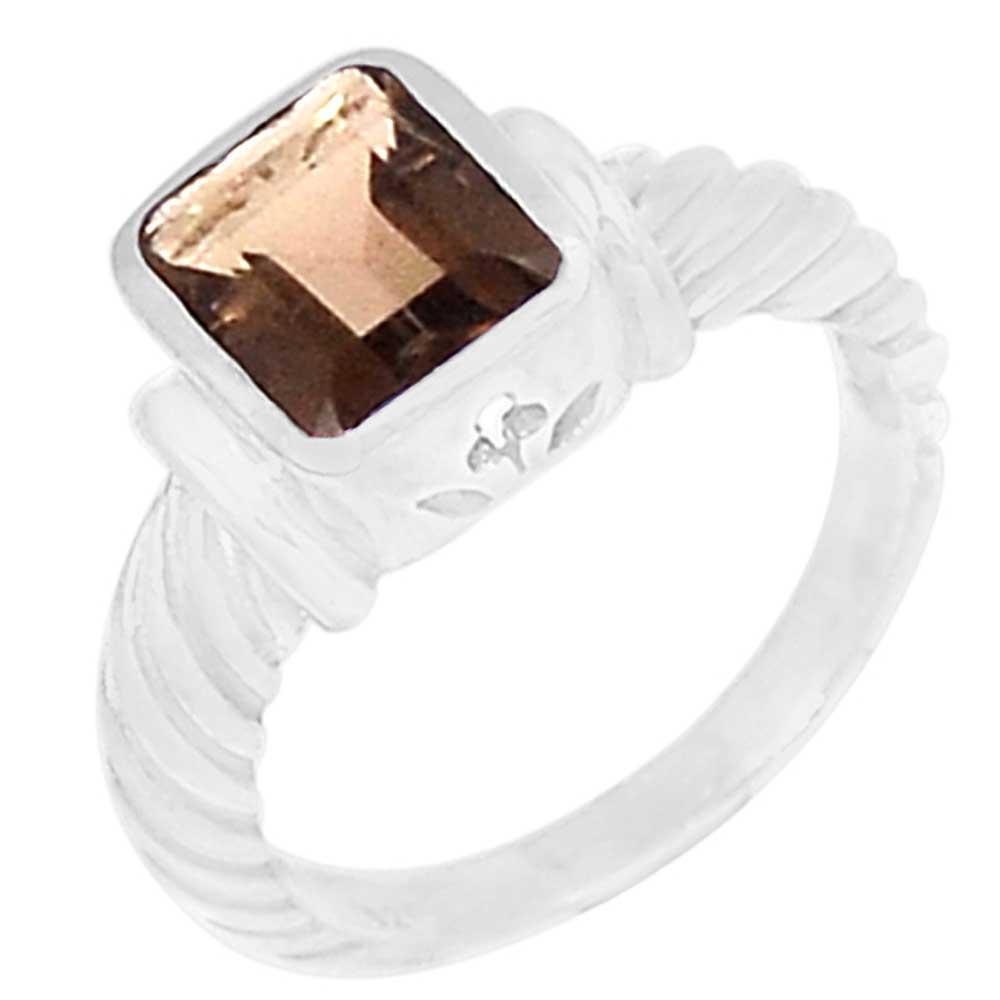 925 Sterling Silver Rings In Semi Precious Smoky Quartz Gemstone 925SR945