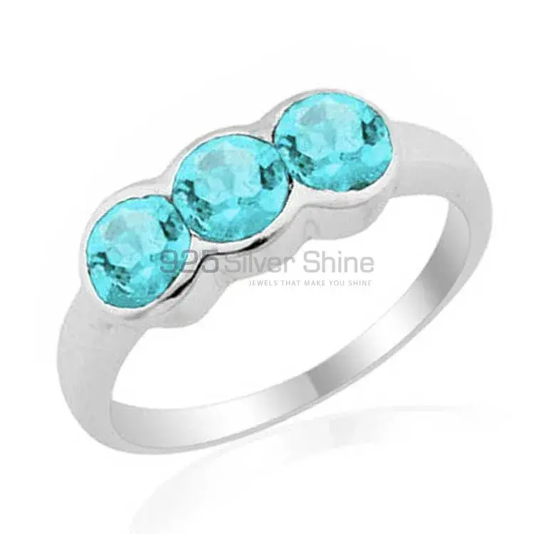 925 Sterling Silver Rings In Genuine Blue Topaz Gemstone 925SR1781_0