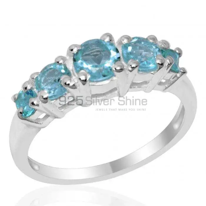 925 Sterling Silver Rings In Genuine Blue Topaz Gemstone 925SR2085_0