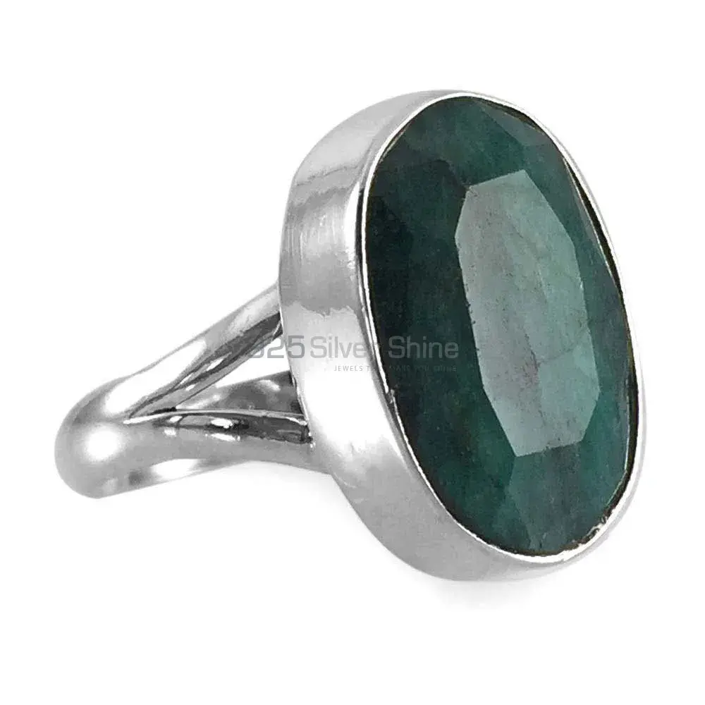 925 Sterling Silver Rings In Genuine Dyed Emerald Gemstone 925SR3846_1