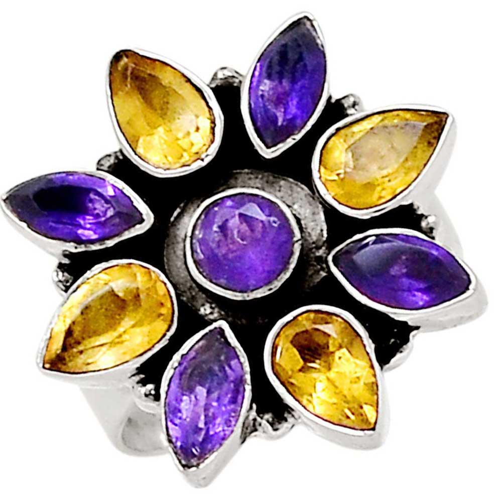 925 Sterling Silver Rings In Genuine Multi Gemstone 925SR1019_0