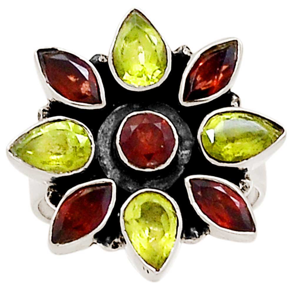 925 Sterling Silver Rings In Natural Multi Gemstone 925SR1017_0