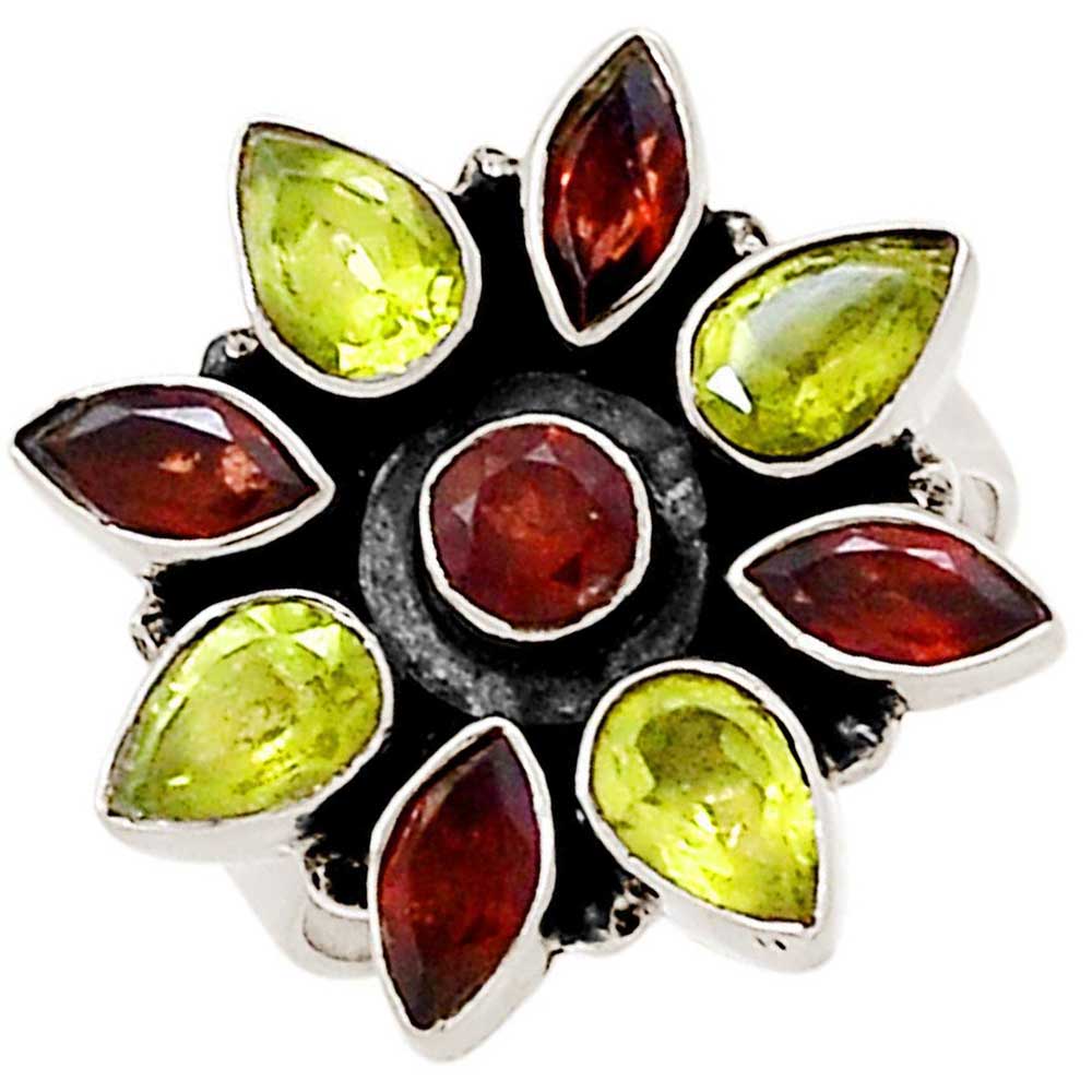 925 Sterling Silver Rings In Natural Multi Gemstone 925SR1017_1