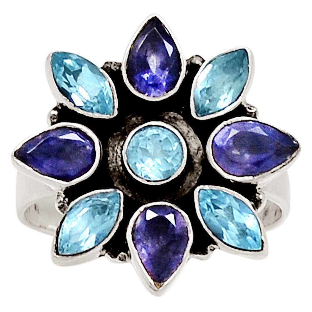 925 Sterling Silver Rings In Semi Precious Multi Gemstone 925SR1018_0