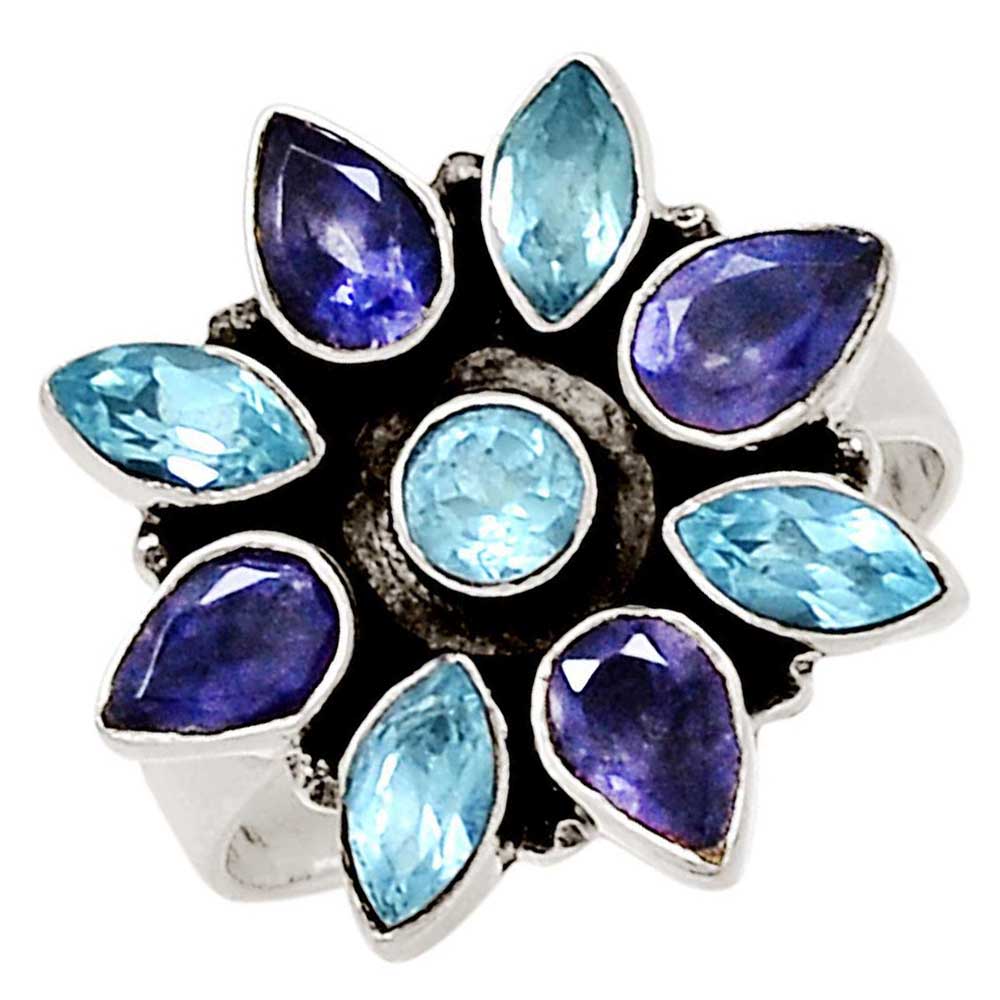 925 Sterling Silver Rings In Semi Precious Multi Gemstone 925SR1018_1