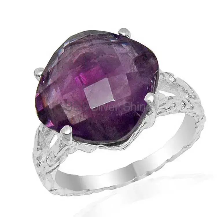 Cushion Amethyst Stone Silver Rings 925SR1618_1