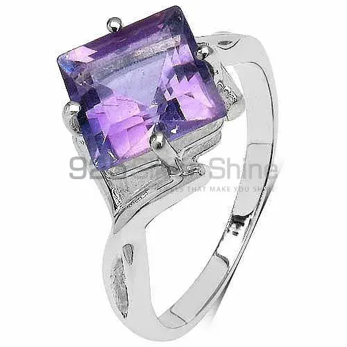 Square Amethyst Gemstone Sterling Silver Rings 925SR3289_2