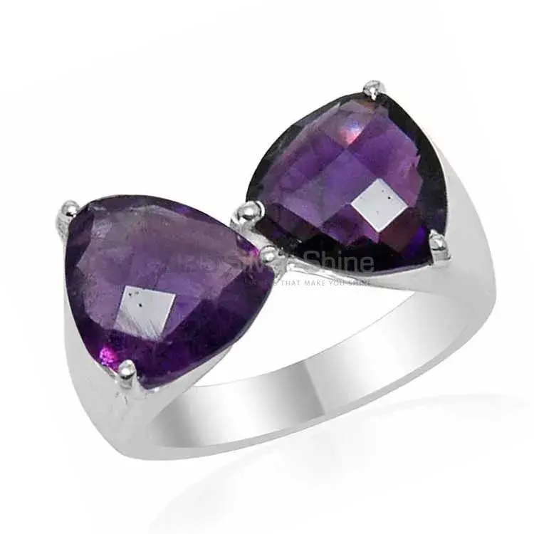 Tow Stone Amethyst Sterling Silver Rings 925SR1540_1