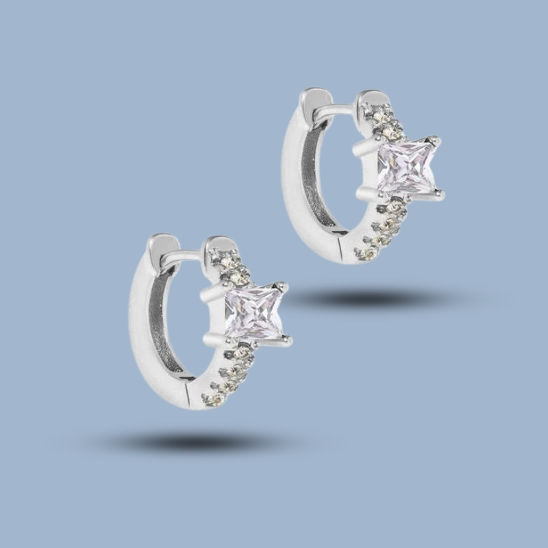 925 Sterling Silver Sleeper Tapered Hoops Earring 925She249_0