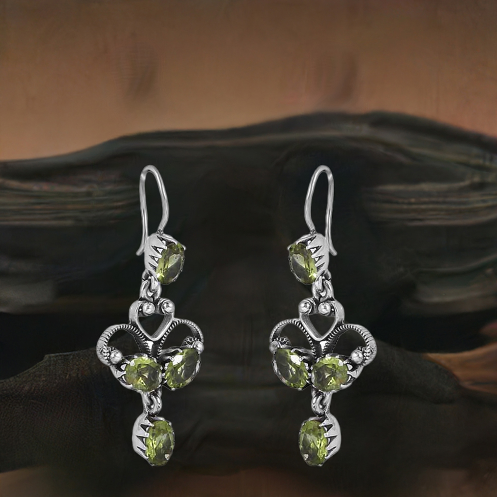Natural Peridot Gemstone Earring In Sterling Silver Jewelry 925SE09_0