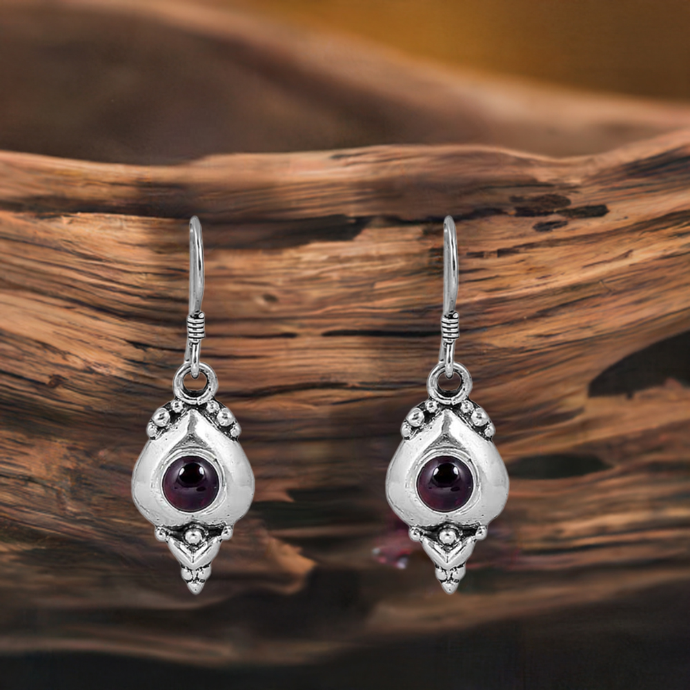 Handmade Silver Earring In Natural Garnet Gemstone Jewelry 925SE100
