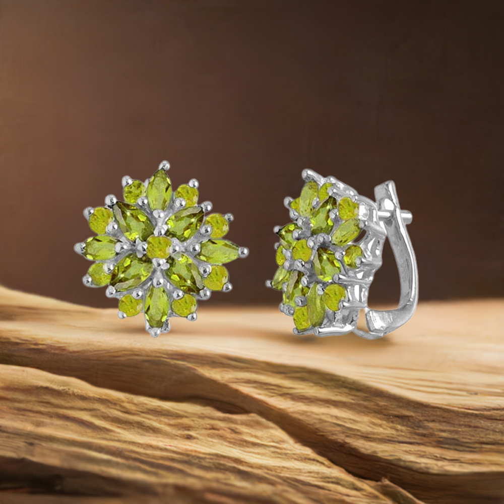 925 Sterling Silver Handmade Earrings In Peridot Gemstone Jewelry 925SE1000