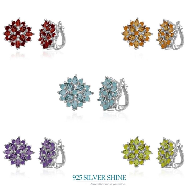 925 Sterling Silver Handmade Earrings In Garnet Gemstone Jewelry 925SE1001_2