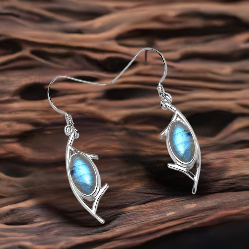925 Sterling Silver Handmade Earrings In Labradorite Gemstone Jewelry 925SE1007